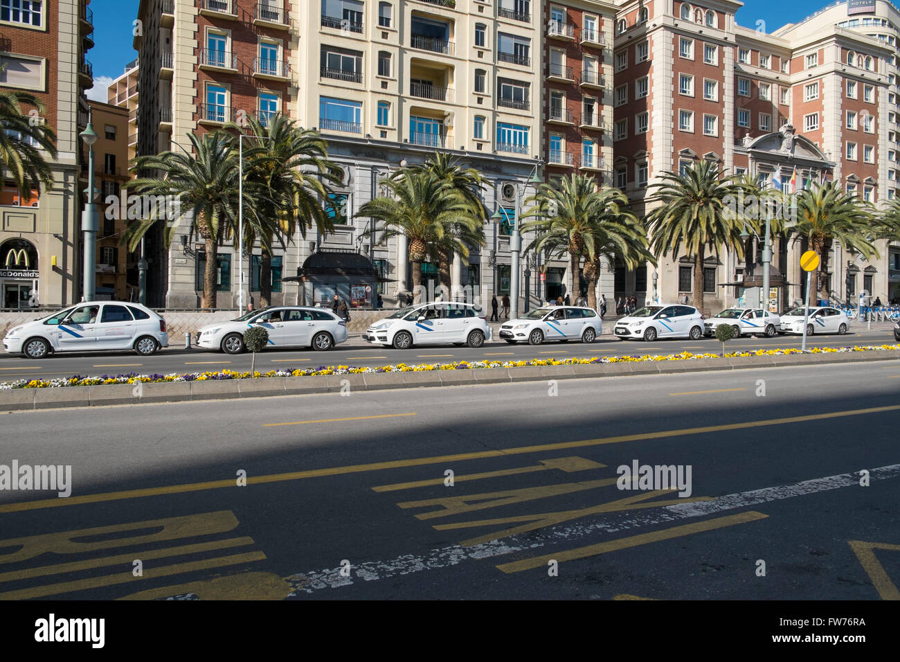 Taxis in Malaga (Spain) Stock Photo