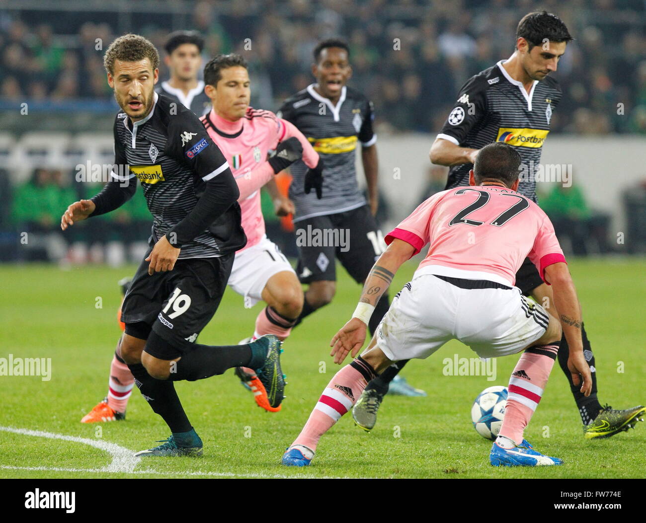 Fabian Johnson in action during the champion league match Monchengladbach - Juventus Monchengladbach, November 3, 2015 Stock Photo