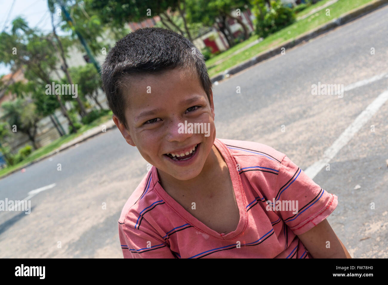 Guarani boy, Plaza de la Independencia, Asuncion, Paraguay Stock Photo
