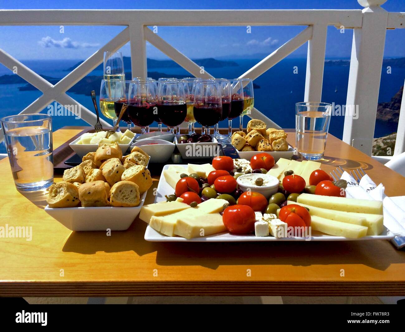 Wine tasting in Santorini Island, Greece Stock Photo Alamy