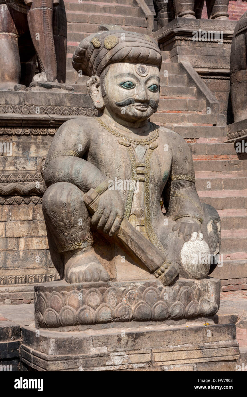 Bhaktapur, Nepal.  Wrestler-Guardian Jayamel at Nyatapola Temple. Stock Photo
