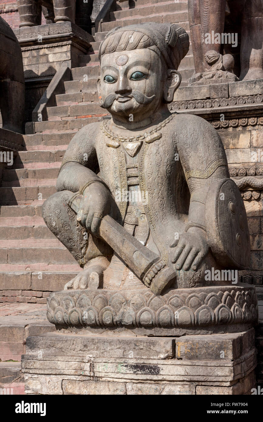 Bhaktapur, Nepal.  Wrestler-Guardian Phattu at Nyatapola Temple. Stock Photo