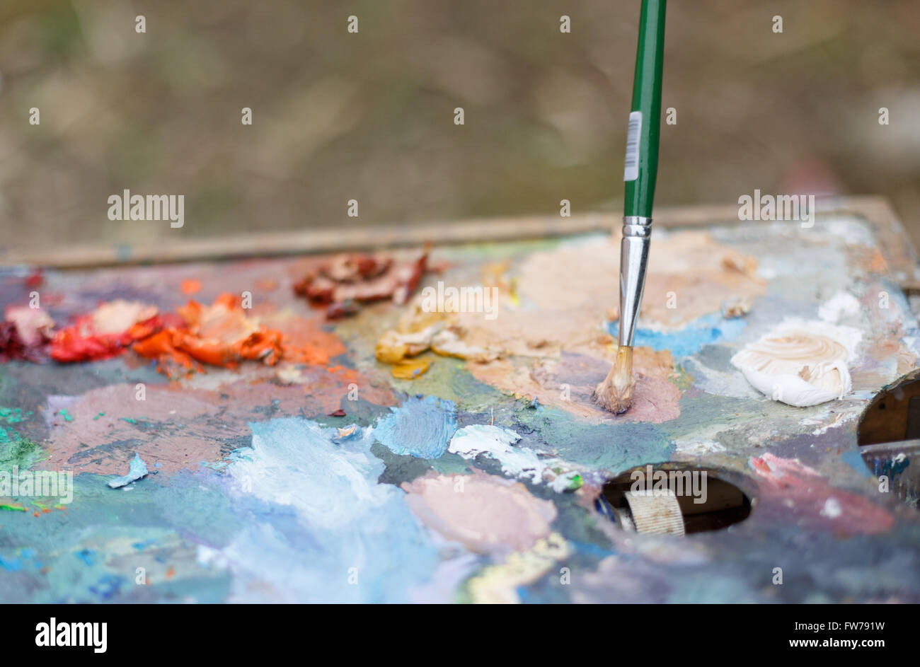 Outdoor oil painting scene Stock Photo Alamy
