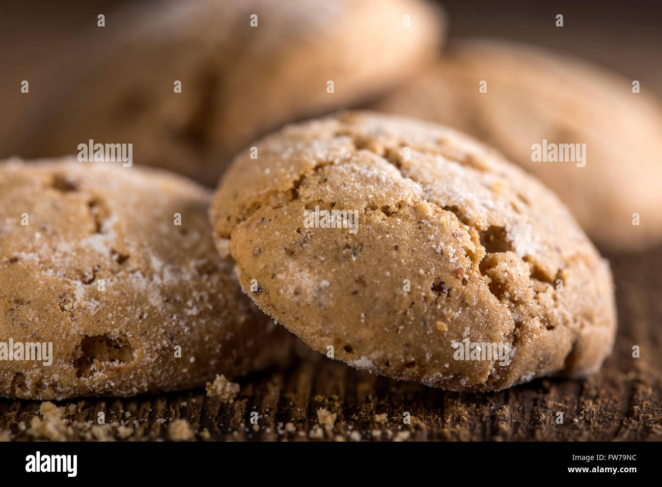 Almond ginger molasses cookies with sugar sprinkles Stock Photo