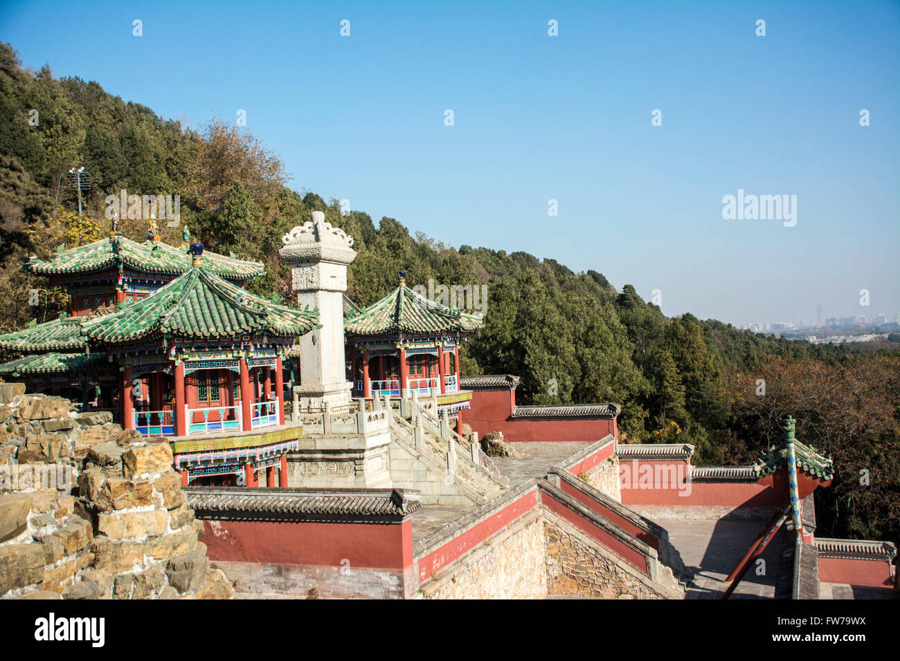 Chinese building exterior in The Summer Palace, Beijing Stock Photo