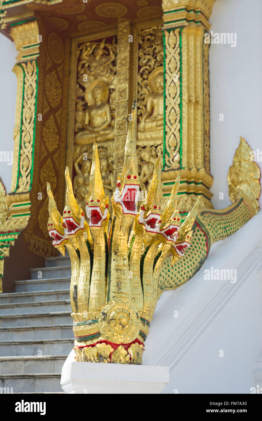 Naga statue  at Haw Pha Bang , Luang Prabang , Laos Stock Photo