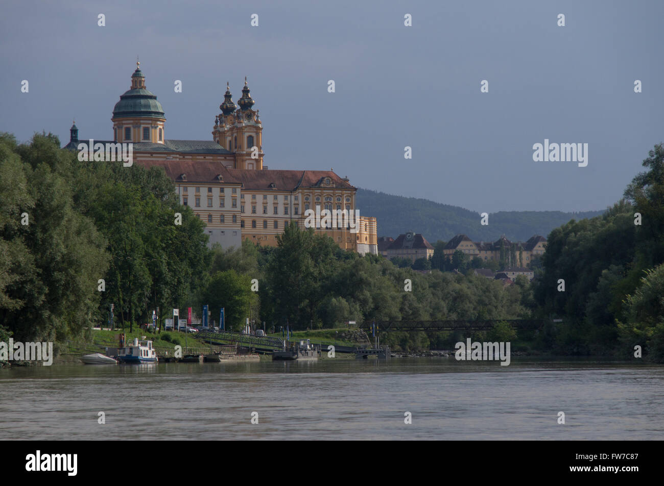 Melk Castle view from the danube Stock Photo