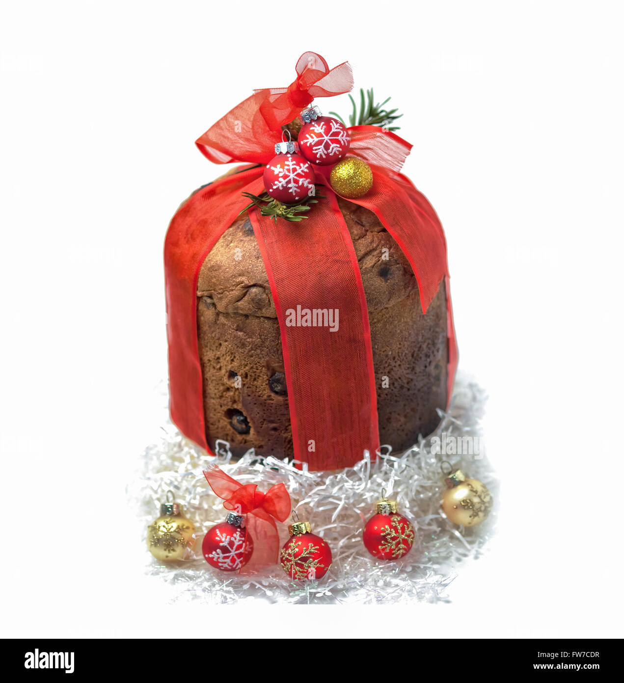 Panettone - Christmas italian cake on white background Stock Photo