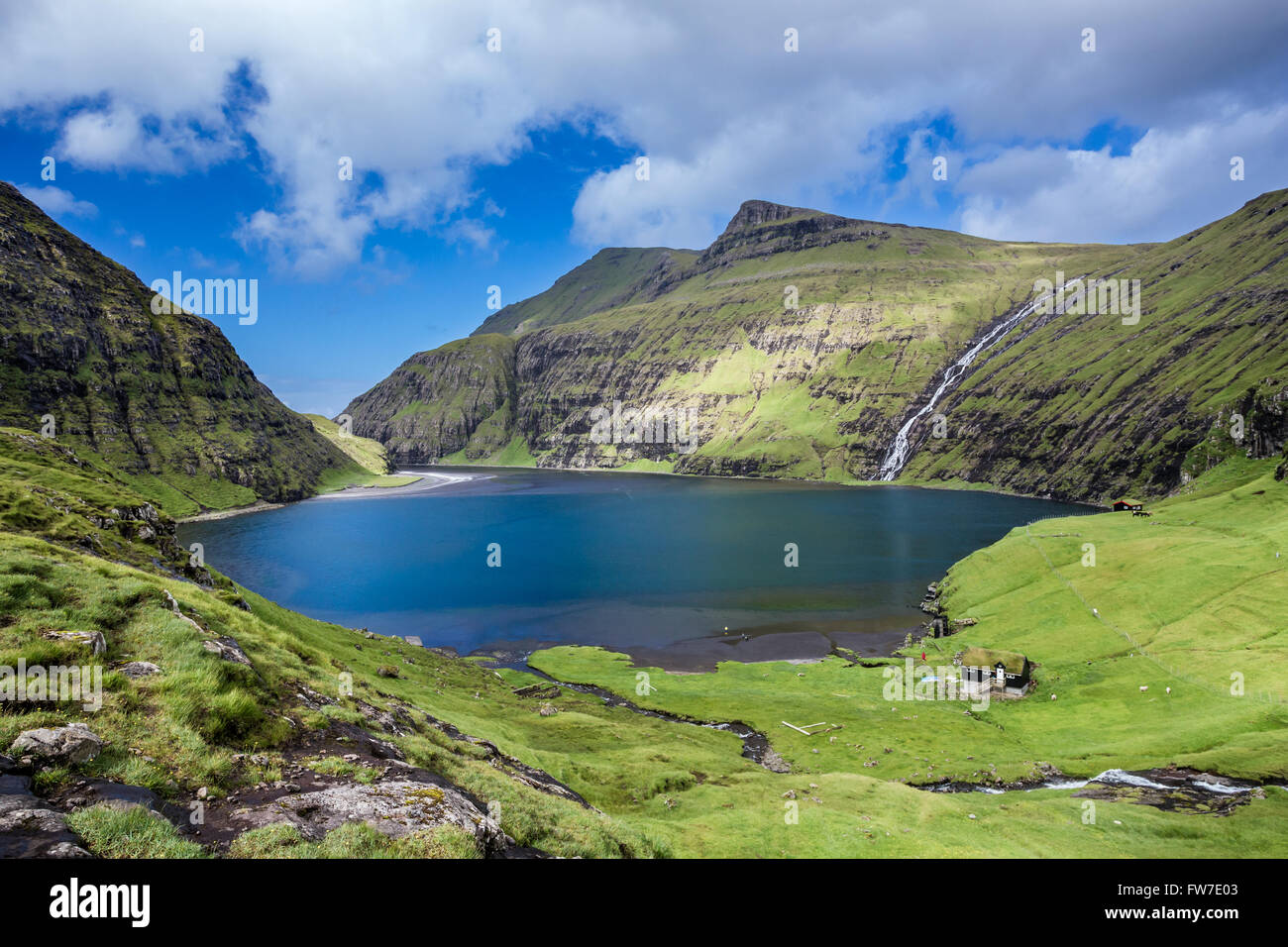 Village of Saksun, Faroe Islands, Denmark Stock Photo