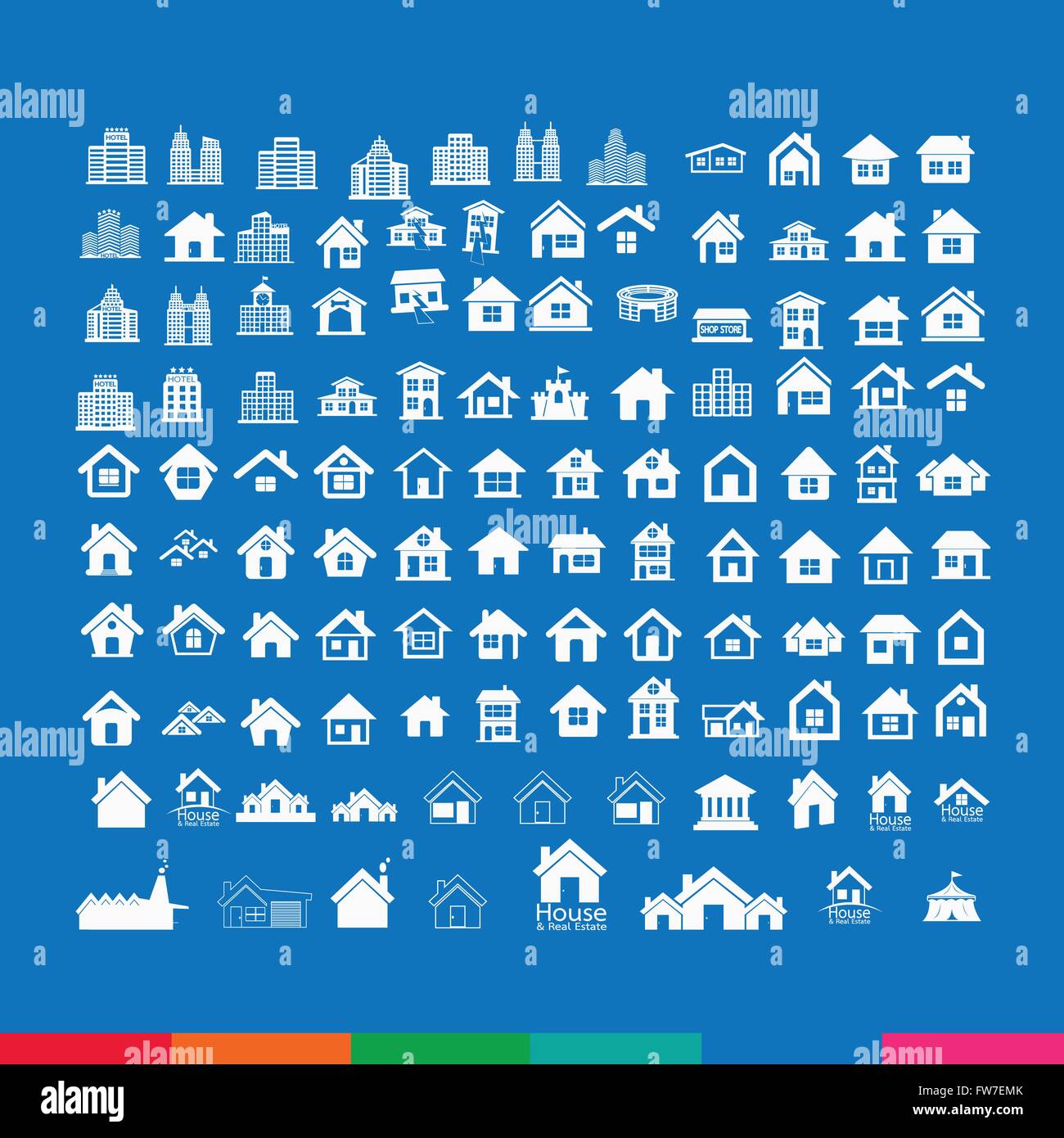Building Real estate Home icons set Illustration design Stock Vector ...