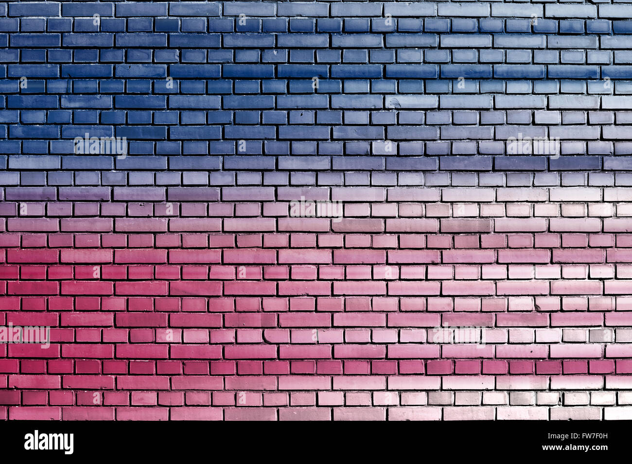 blue pink brick wall background Stock Photo