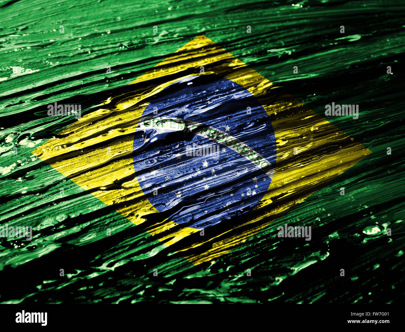 painted brazil flag Stock Photo