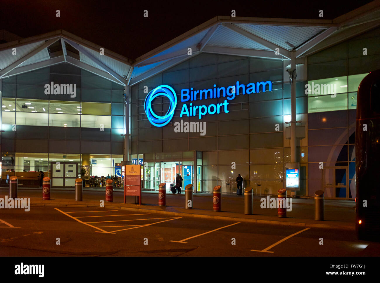 Birmingham airport at night with logo Stock Photo  Alamy