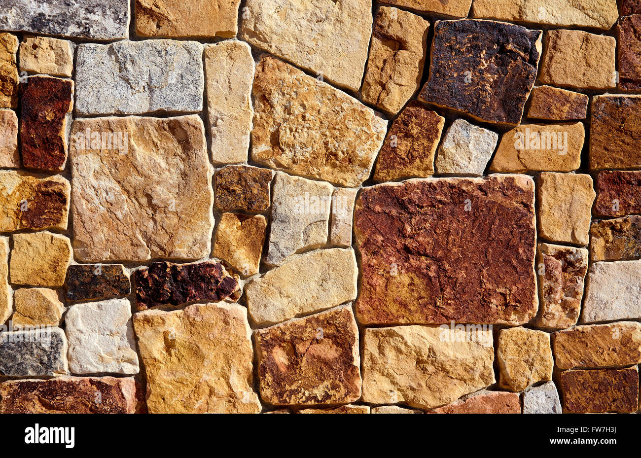 rock stone natural veneer wall sample detail closeup for building industry and home construction manufacturing Stock Photo