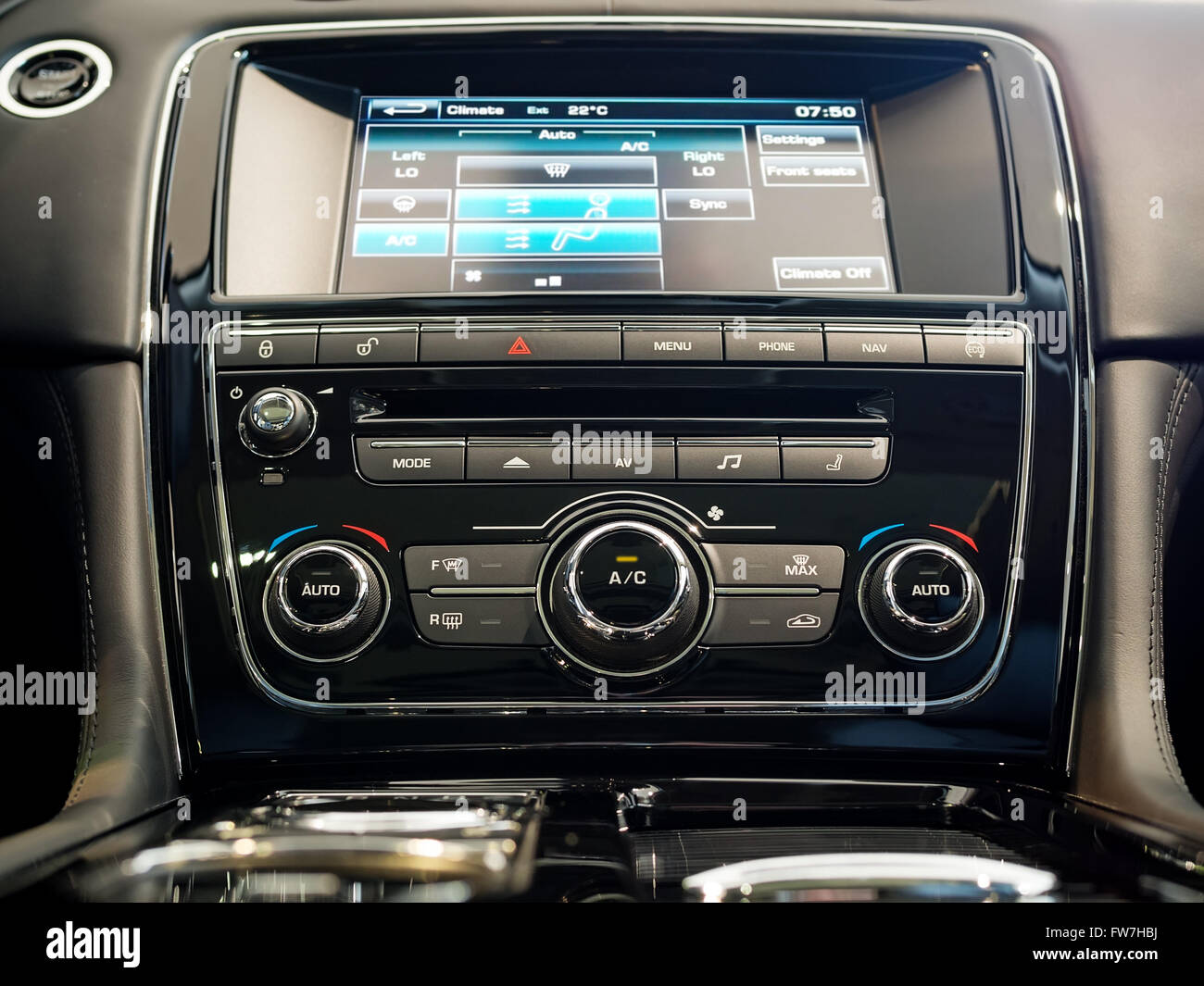 Center console and screen of a luxury car Stock Photo - Alamy