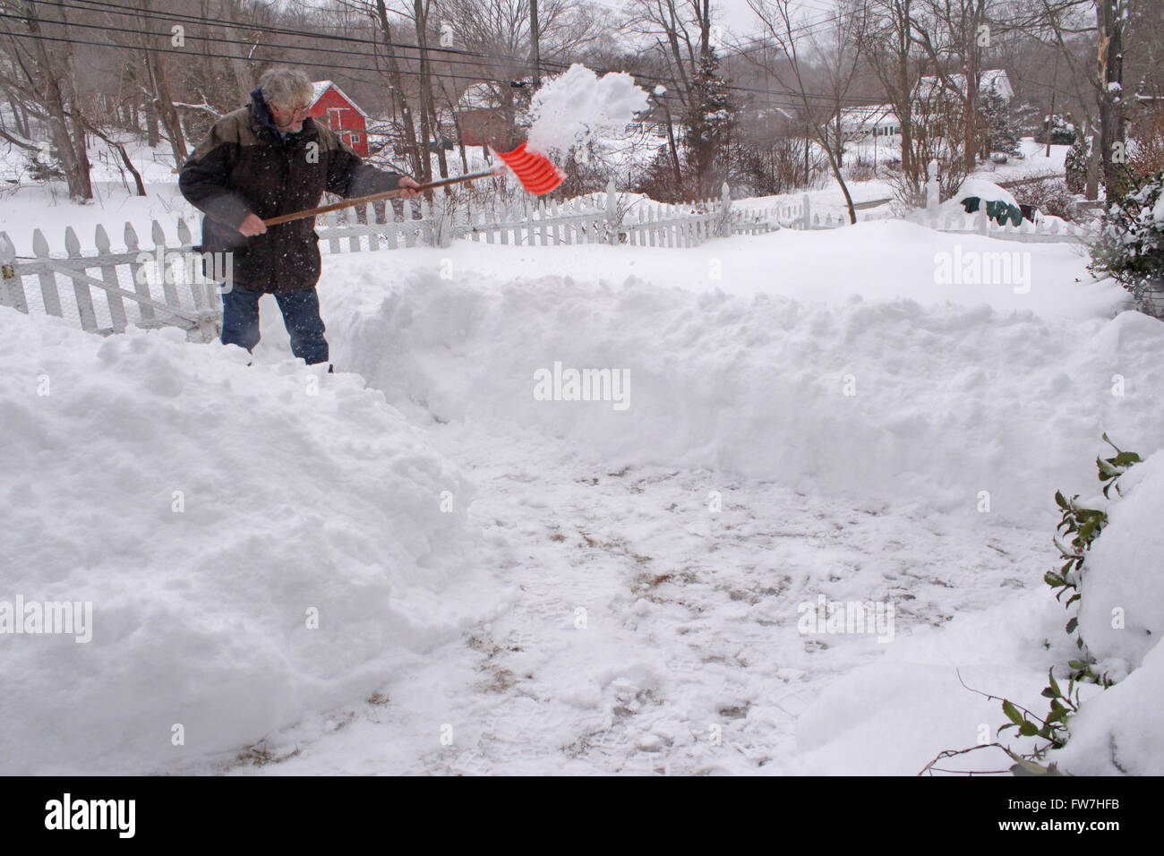 Deep snow in North Guilford, Connecticut from winter storm 'Pax' during