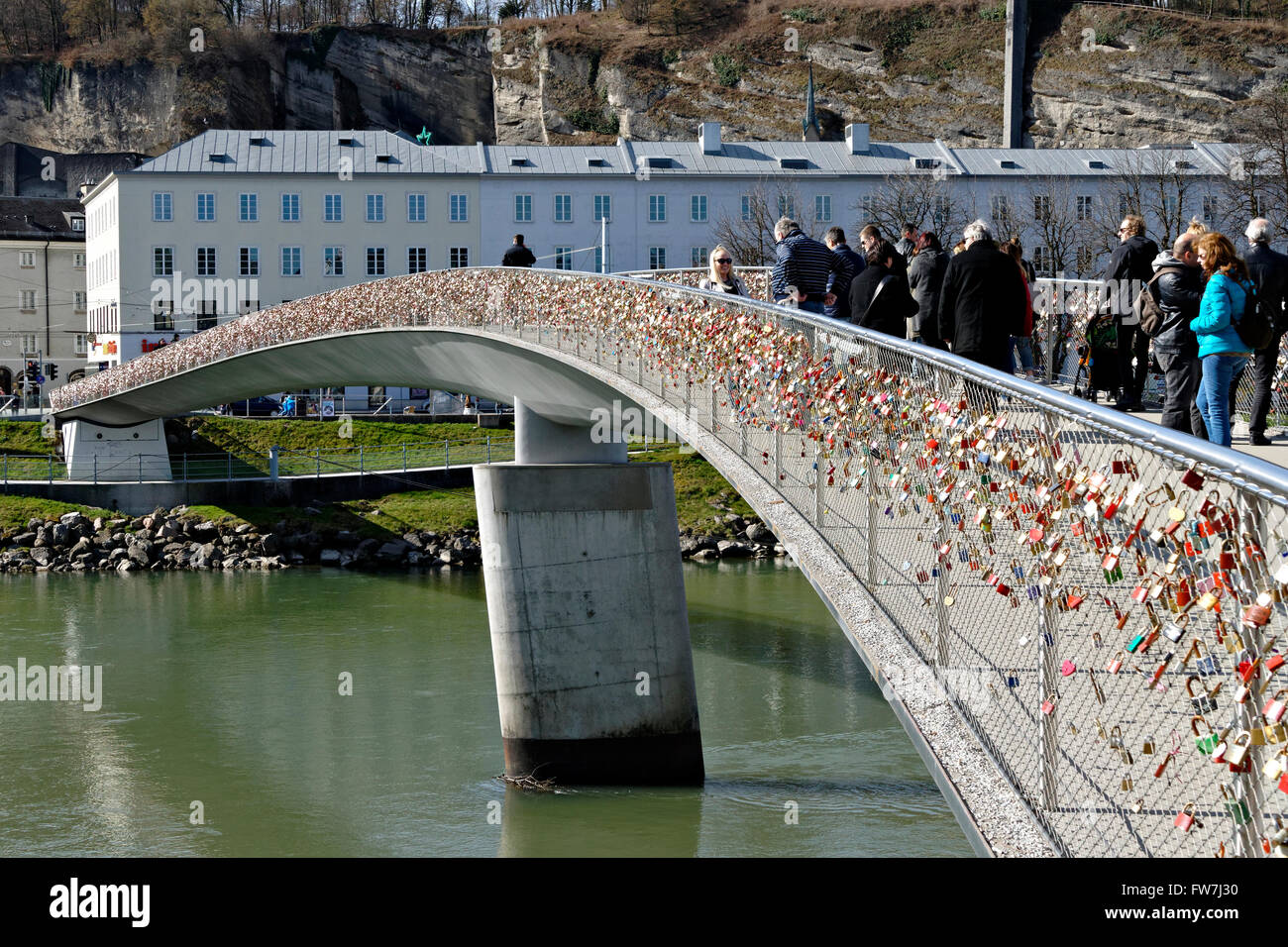 Love locks on Makartsteg bridge, Salzburg, Austria, Europe Stock Photo Alamy