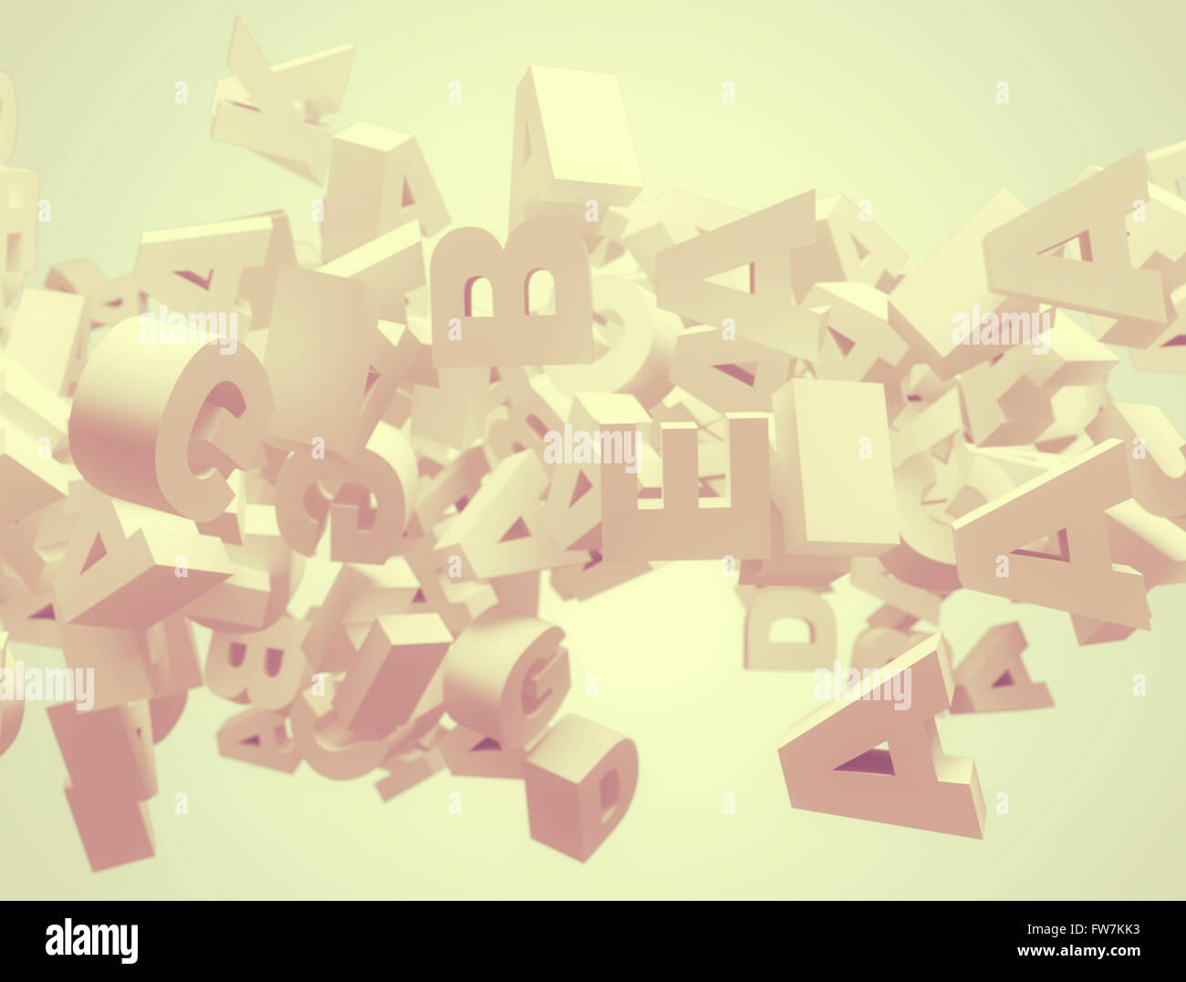Random letters flying. High resolution 3d render Stock Photo - Alamy