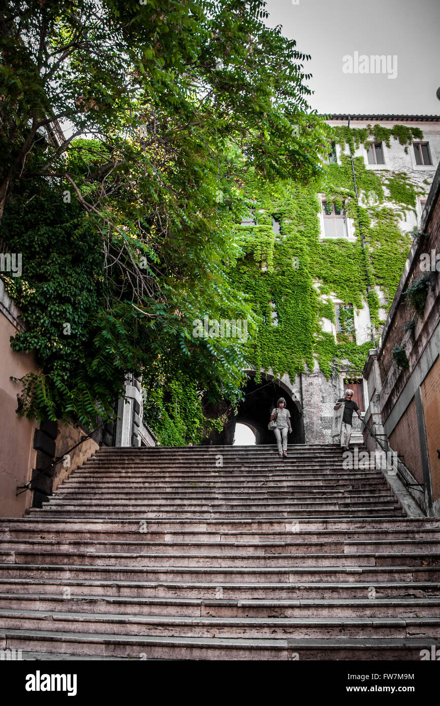 A wide outdoor staircase in Rome Stock Photo