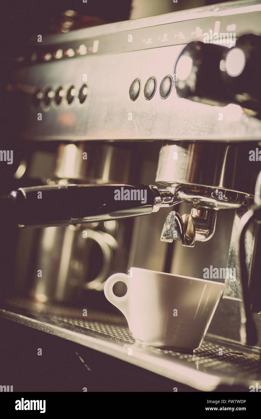 Color image of an espresso making machine. Stock Photo