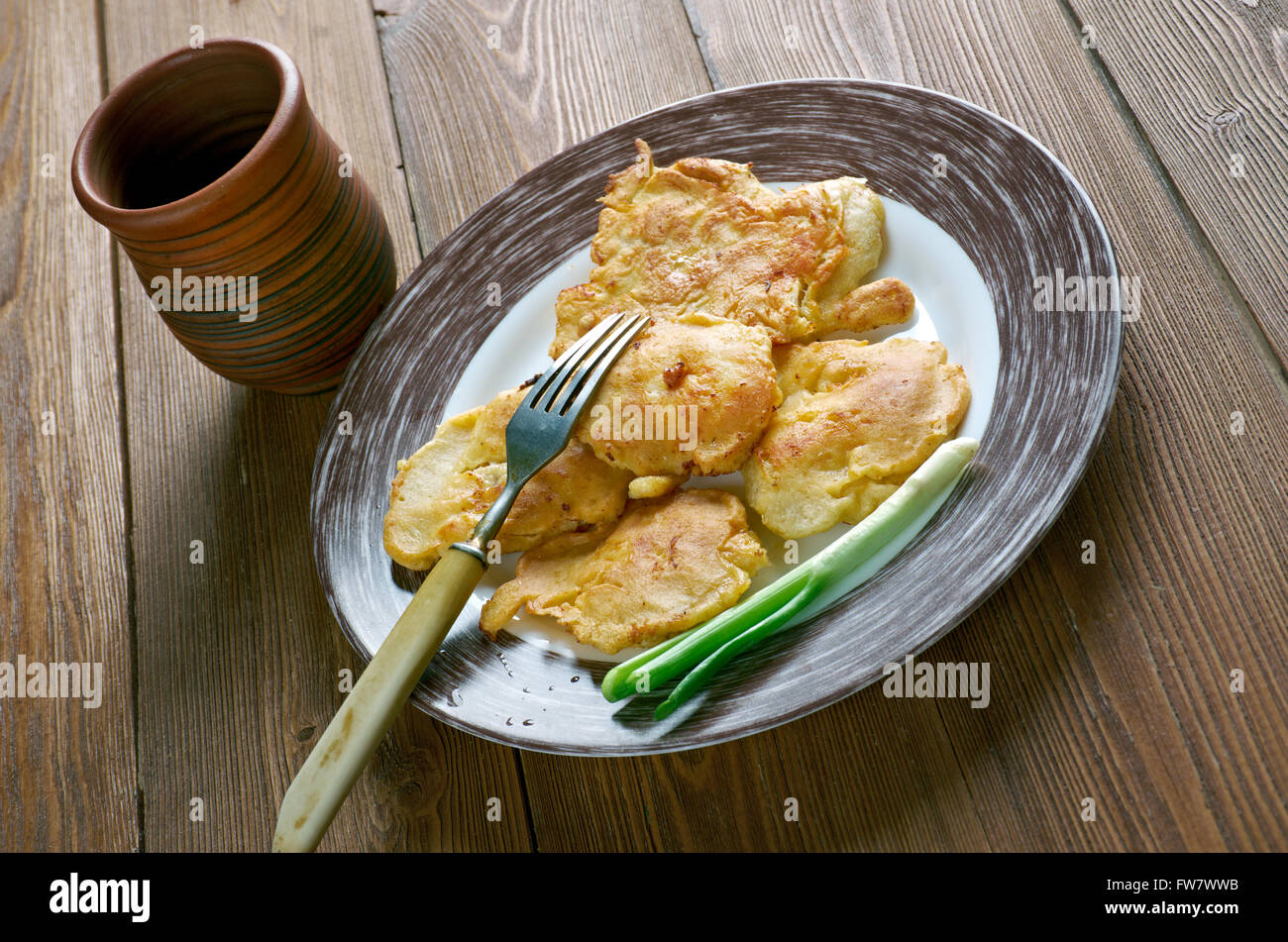 Bacalaito salt cod pancake like fritters from Puerto Rico Stock Photo