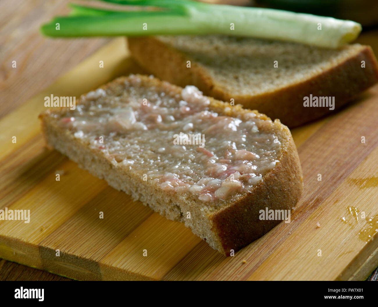 Schmaltz rendered chicken or goose fat used for frying or as a spread