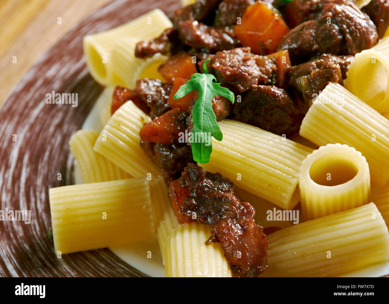 Pasta alla Genovese - Neapolitans, the beef sauce Pasta . Stock Photo