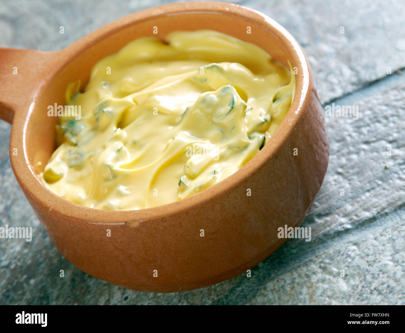 Bearnaise sauce sauce made of clarified butter emulsified in egg