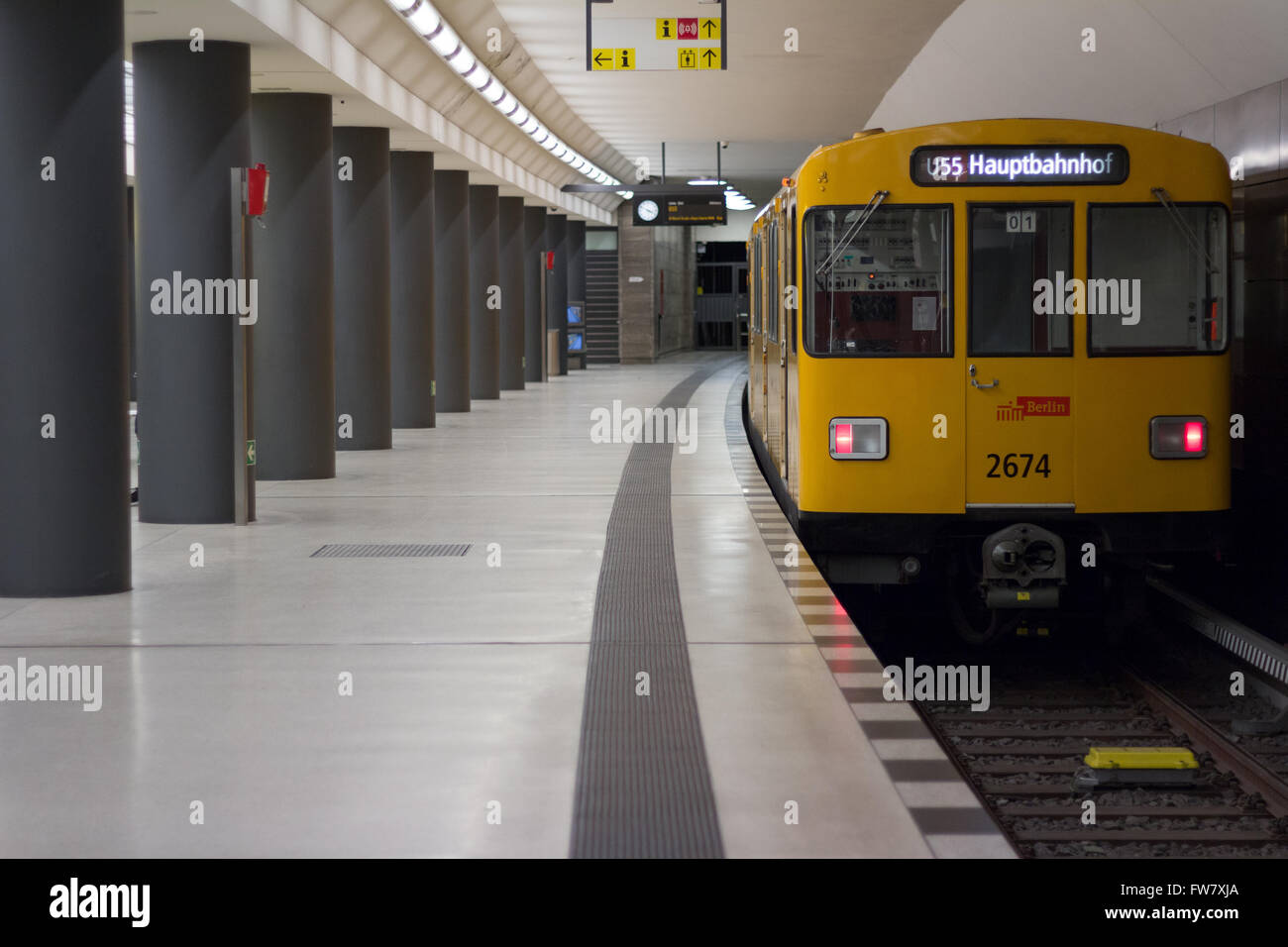 Berlin, Germany - march 30, 2016: Underground train (U-Bahn) at train station Brandenburger Tor (Brandenburg Gate) in Berlin Stock Photo