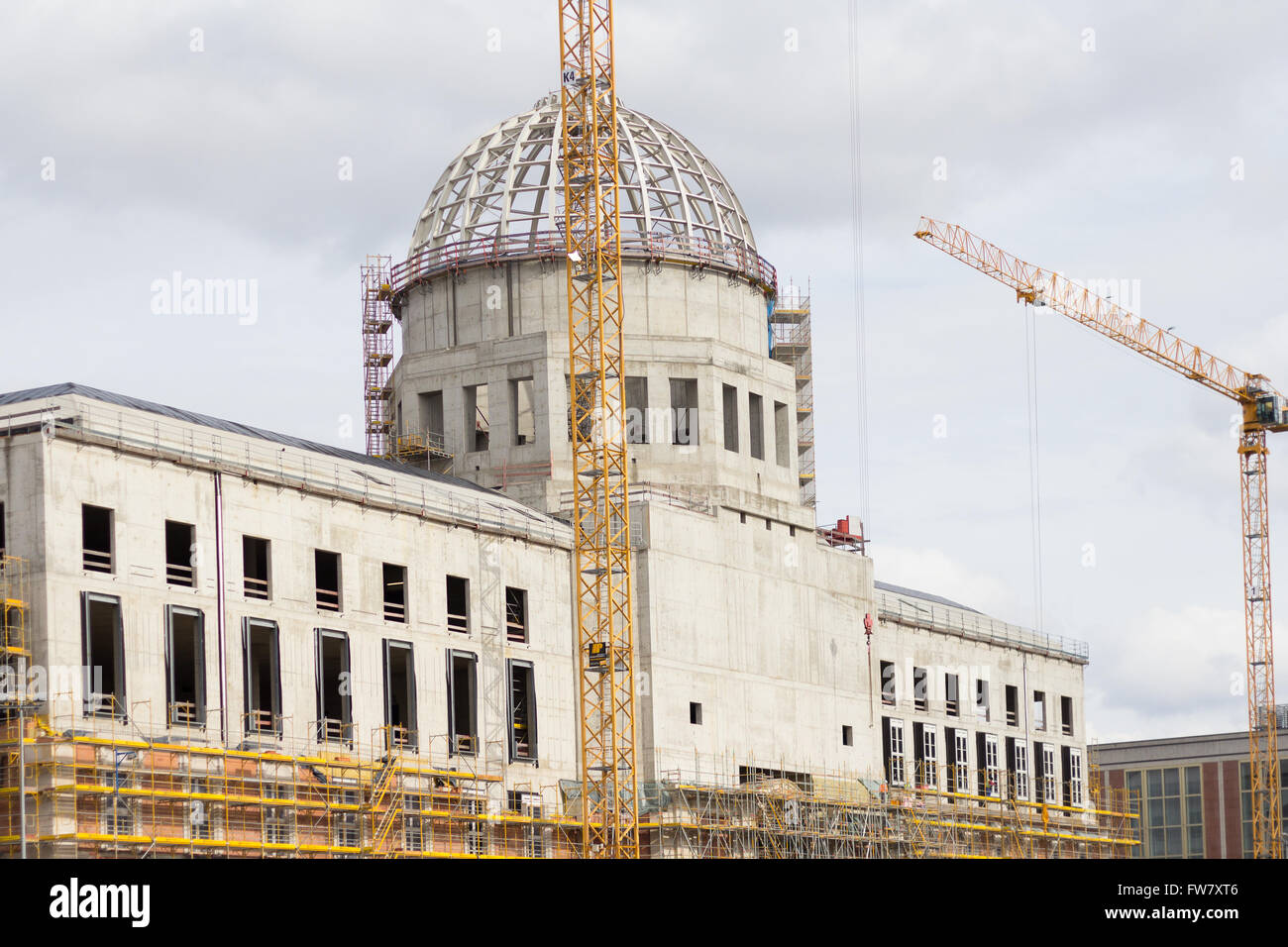 Berlin, Germany - March 30, 2016: Construction site of the reconstruction of the Berlin City Palace (Berliner Stadtschloss) Stock Photo