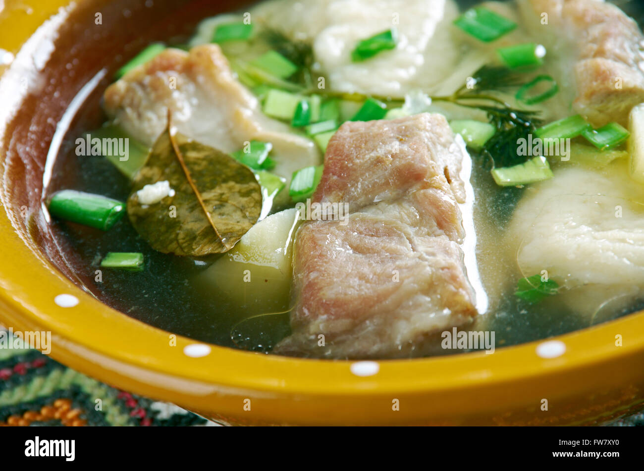 Hungarian Food - Mecsek Highwaymen Dumpling Soup Stock Photo