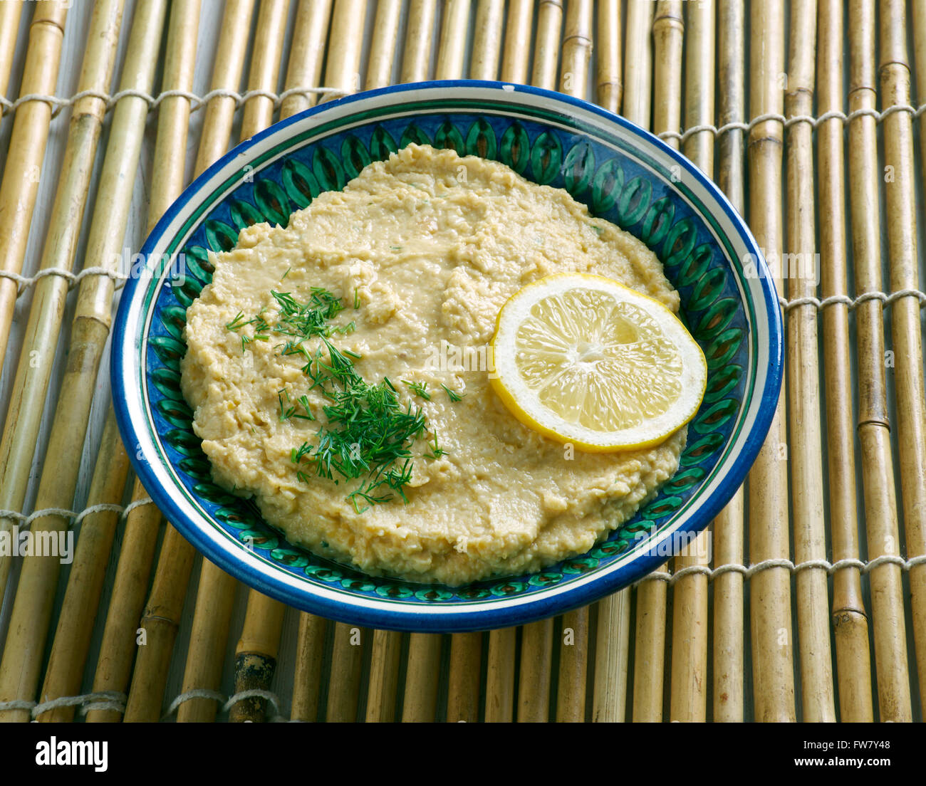 Limon Soslu Humus - Hummus with Lemon Sauce Stock Photo