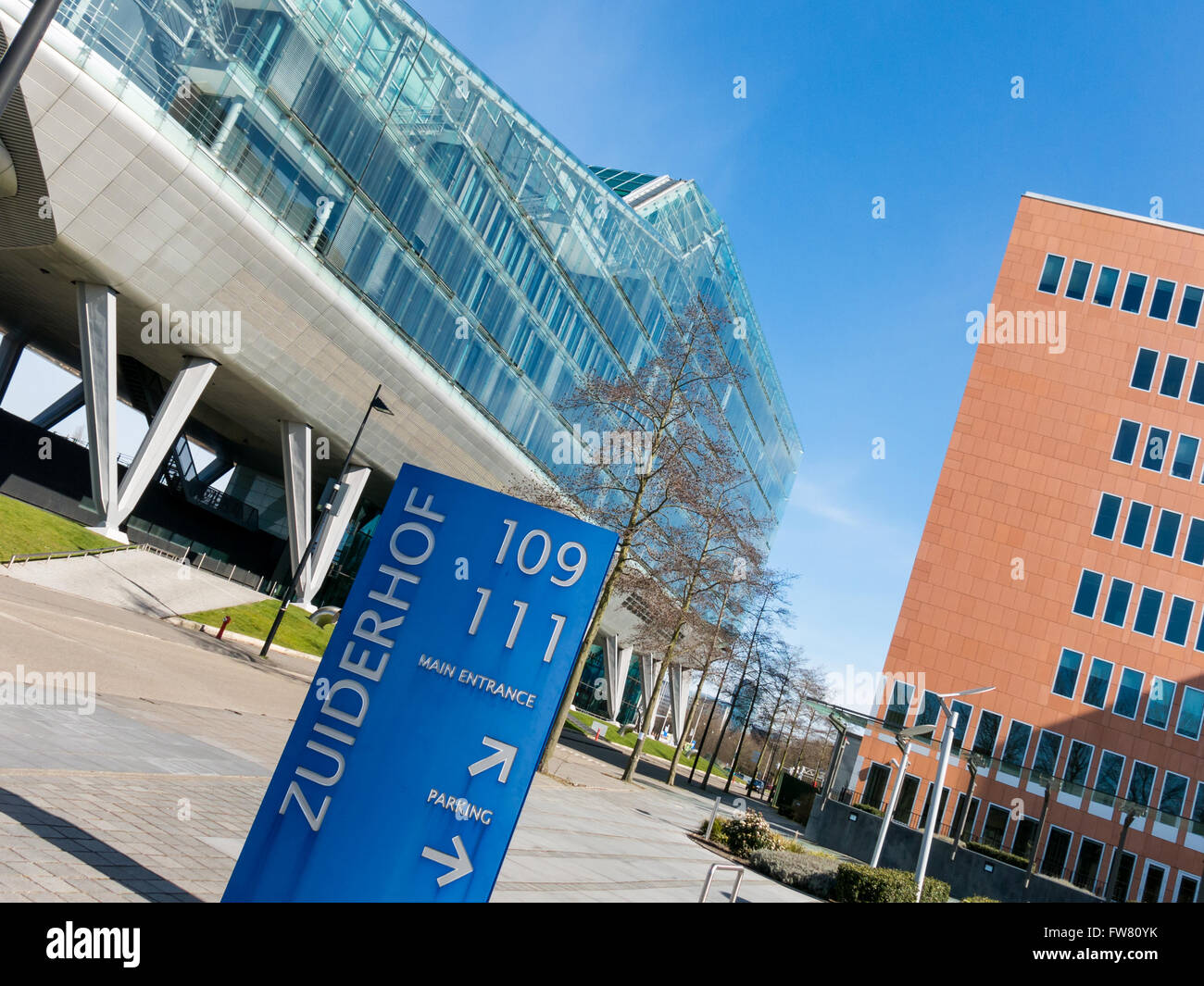 Parts of Zuiderhof and ING House buildings in Zuidas district, Amsterdam, Netherlands Stock Photo