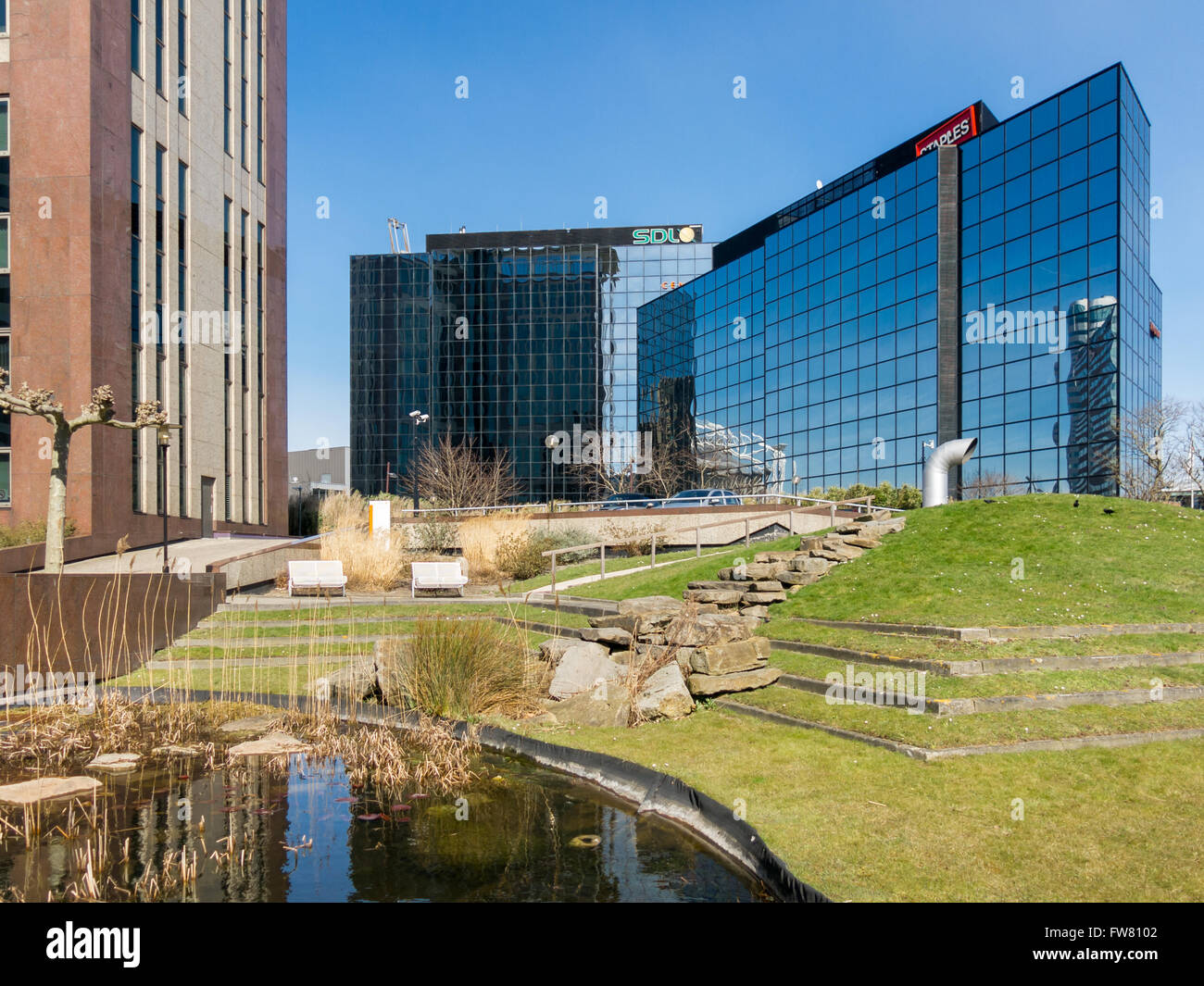 Office buildings in Amstel III business district, Amsterdam Zuid-oost, Netherlands Stock Photo