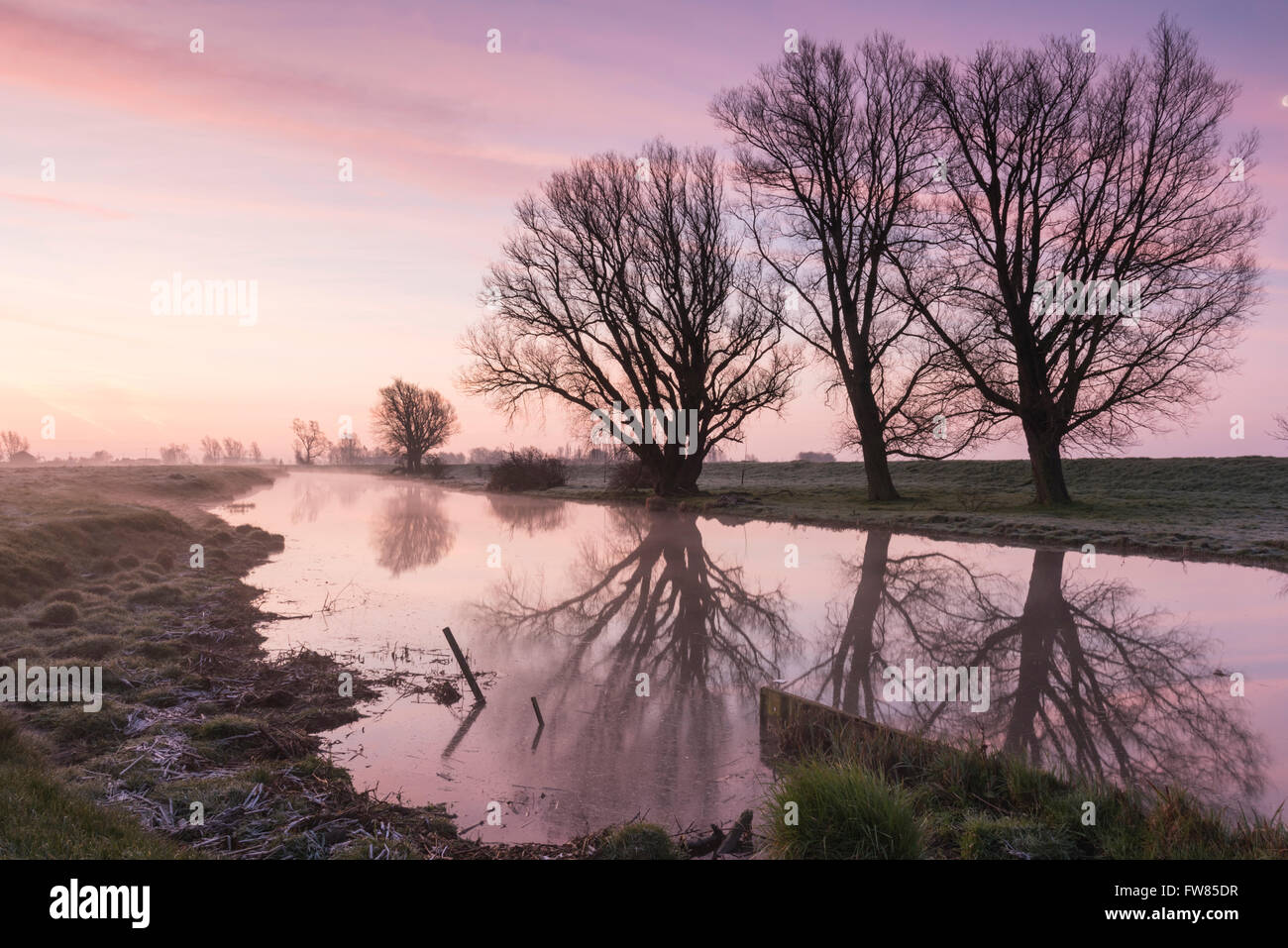 Willingham, Cambridgeshire, UK. 1st April, 2016. a cold, misty start to