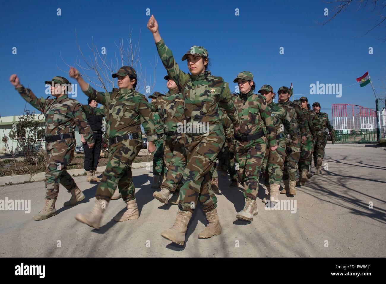 Female Kurdish Peshmerga fighting ISIS in Iraq and Syria Stock Photo