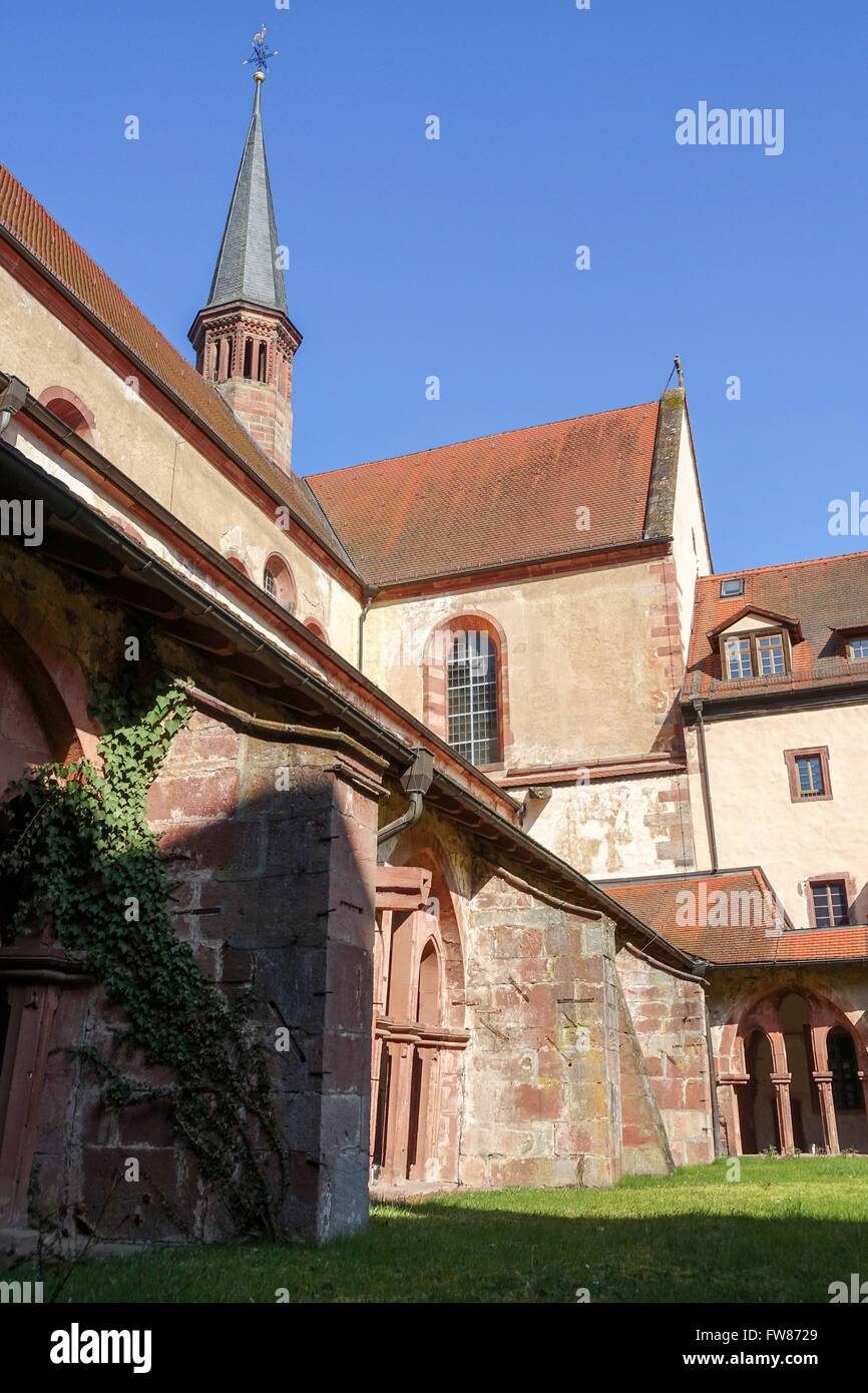 Germany: Inner courtyard of Bronnbach Monastery, Baden-Württemberg. Photo from 26. March 2016. Stock Photo