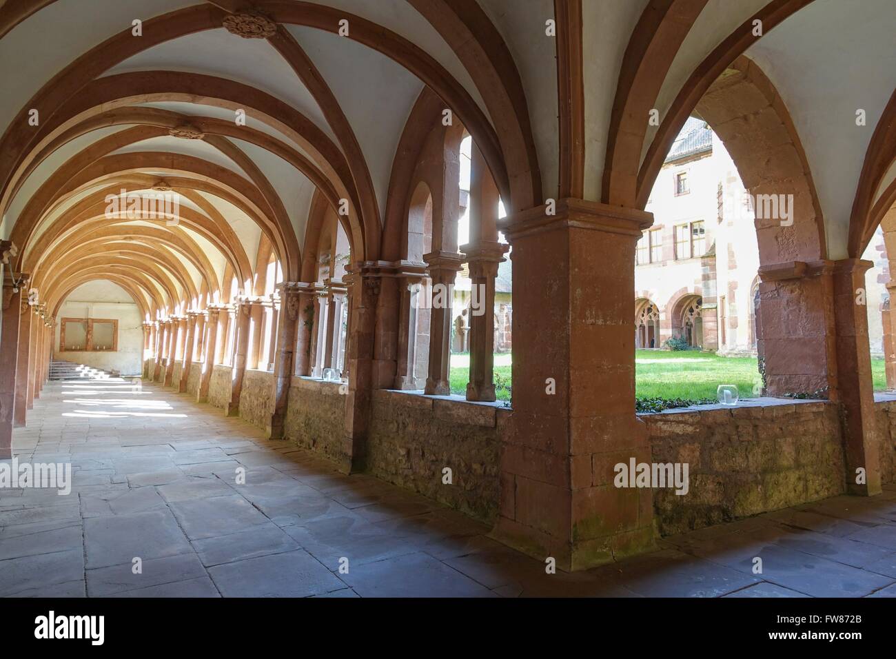 Germany: Cloister of Bronnbach Monastery, Baden-Württemberg. Photo from 26. March 2016. Stock Photo