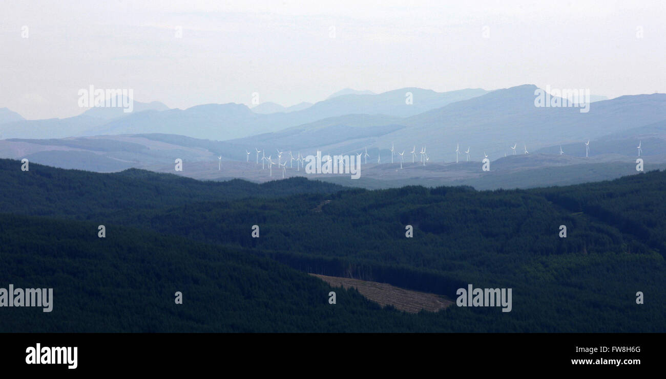 Aerial view of wind farm, Scotland Stock Photo