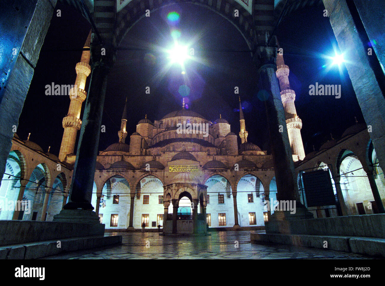 Turkey, Istanbul, Sultan Ahmet Camii, Blue Mosque at Night Stock Photo ...