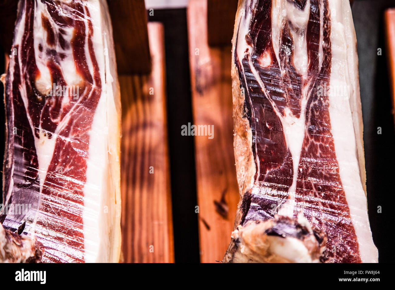 Jamon - traditional meat at spanish market Stock Photo