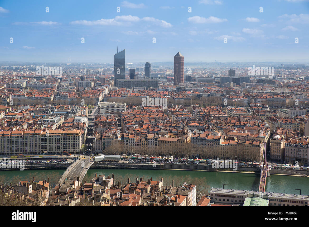 Aerial view of the city of Lyon, France. Stock Photo