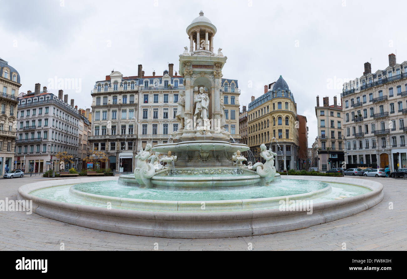 The water fountain on Jacobin's square in Lyon, France Stock Photo