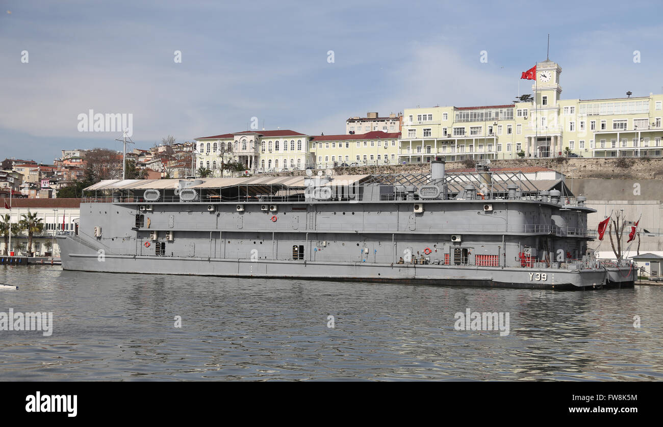 Navy hospital ships in front of Navy hospital of Istanbul. Stock Photo