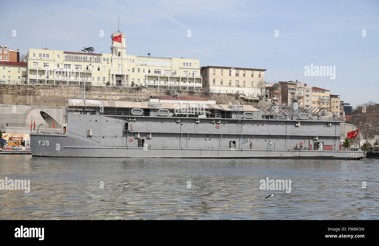 Navy hospital ships in front of Navy hospital of Istanbul. Stock Photo