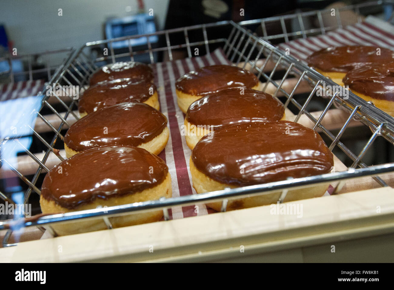 Tim Hortons doughnuts at the Tim Hortons coffee shop in Napanee, Ont., on Saturday Feb. 6, 2016. Stock Photo