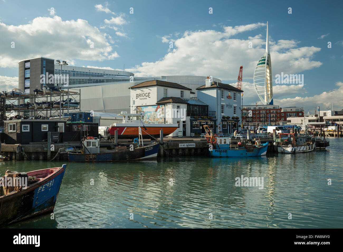 Spring afternoon at Portsmouth Harbour, England. Stock Photo