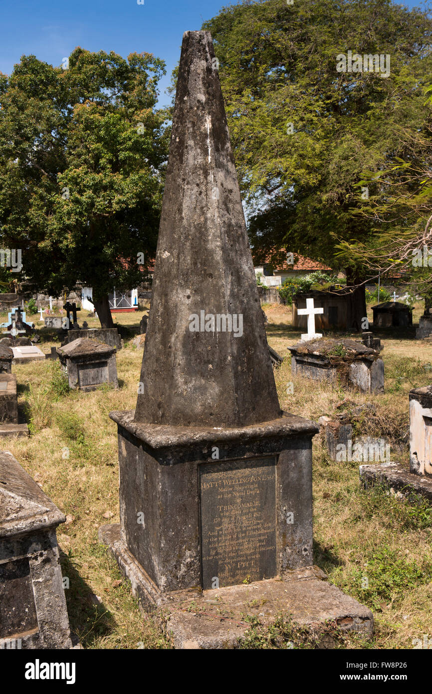 Sri Lanka, Trincomalee, old colonial era cemetery, 1820 grave of shipwright Matthew Wellington Stock Photo