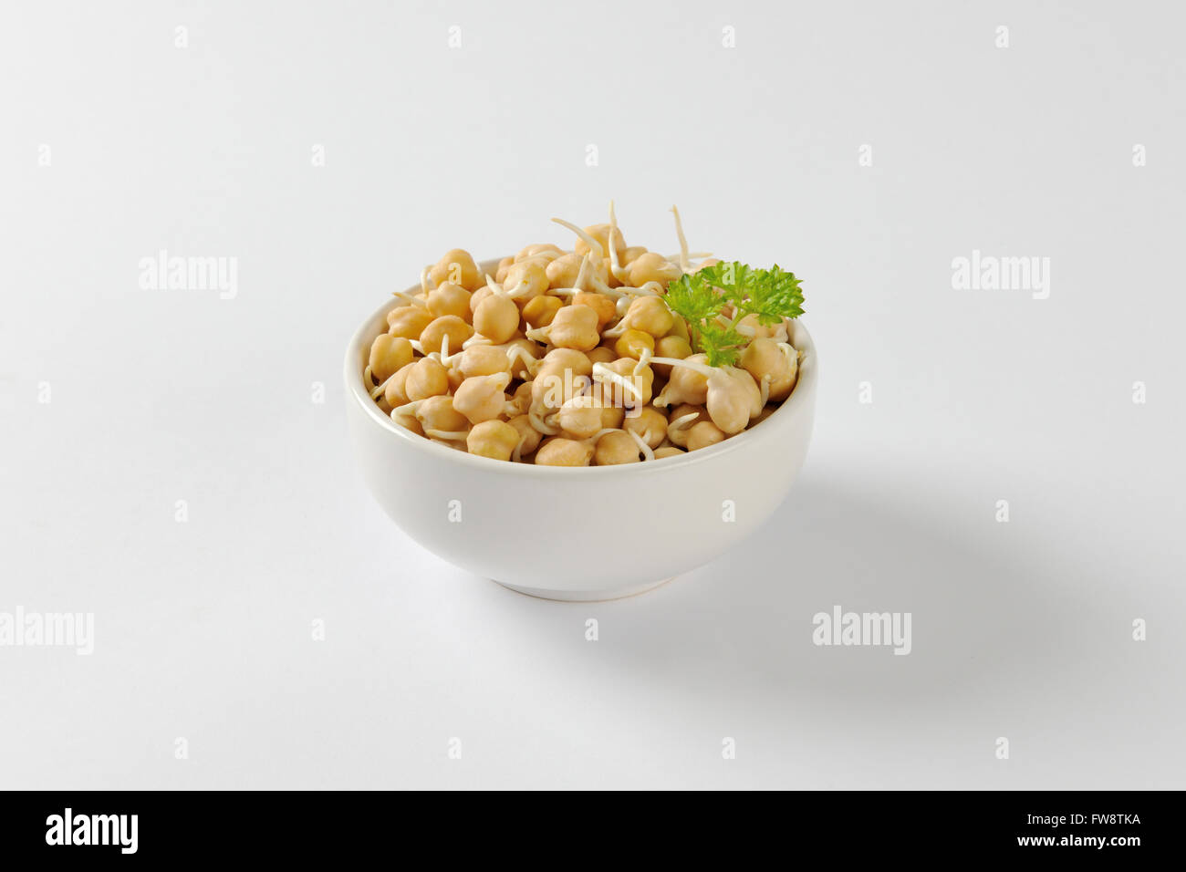 Bowl of sprouted chick peas Stock Photo