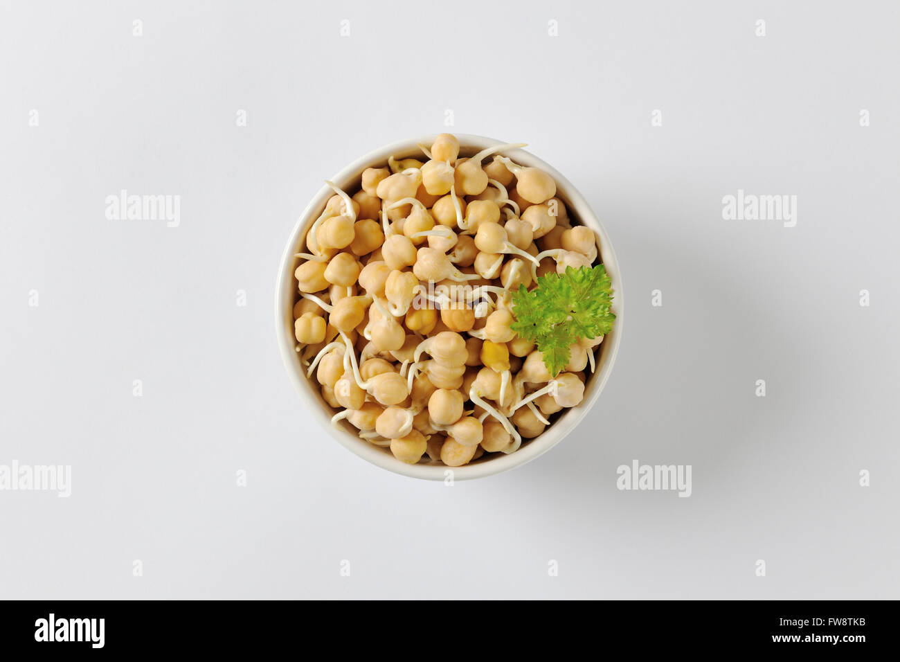 Bowl of sprouted chick peas Stock Photo